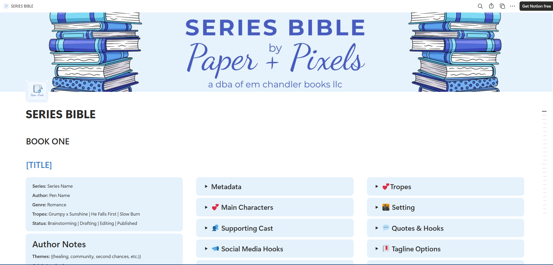 Series Bible - Notion Template